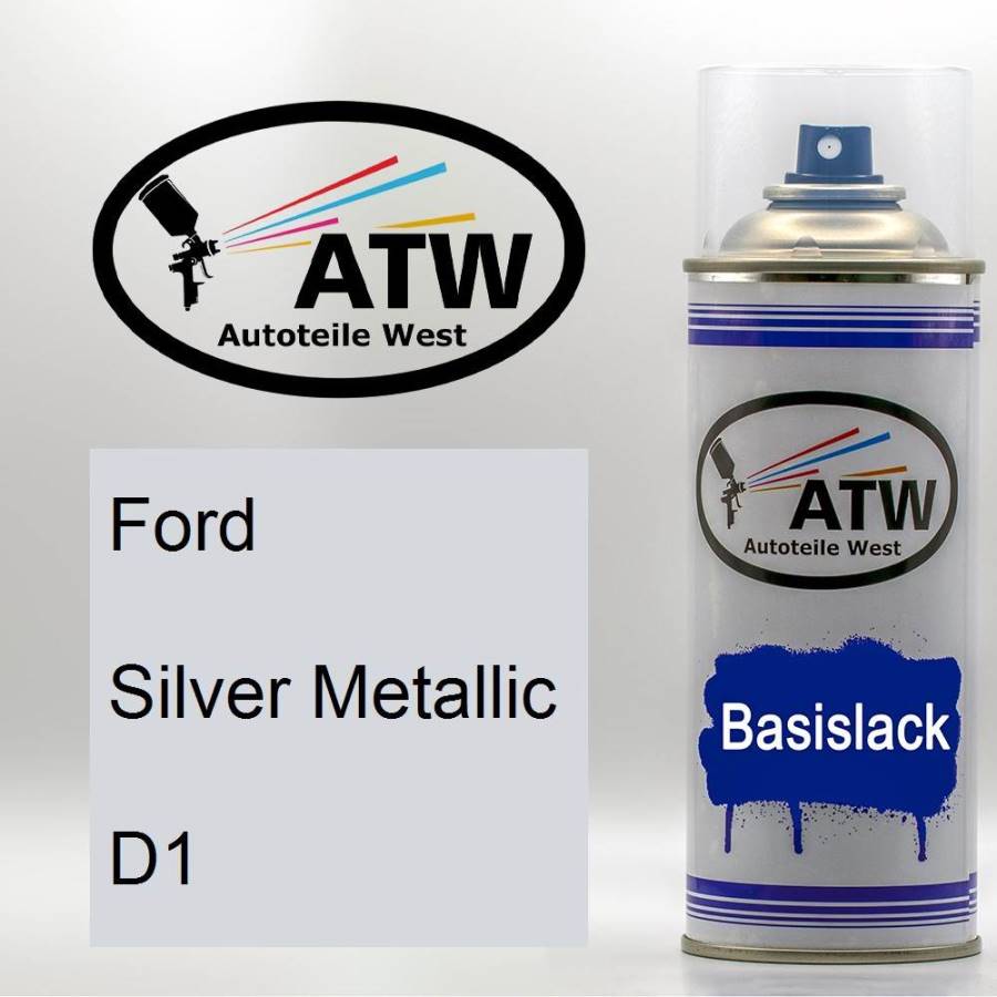 Ford, Silver Metallic, D1: 400ml Sprühdose, von ATW Autoteile West.